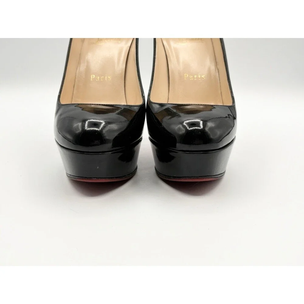 Christian Louboutin Bianca 140 Black Patent Leather Platform Heels Size EU 35